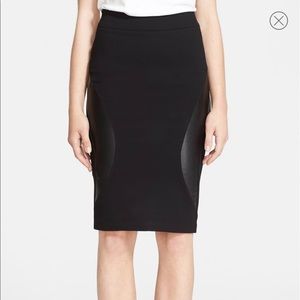 McQ by McQueen Stretch Skirt with leather inserts